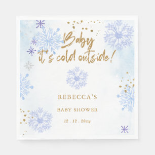 Blue Baby its Cold Outside Winter Baby Shower Napkins