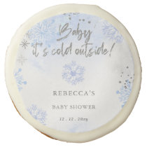 Blue Baby its Cold Outside Winter Baby Shower Sugar Cookie