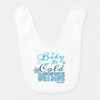 Blue Baby It's Cold Outside Winter Snowflak Baby Bib