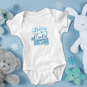 Blue Baby It's Cold Outside Winter Snowflak Bodysuit