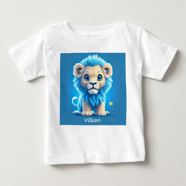 Blue Baby Lion for Lion Lovers Baby T-Shirt (Front)