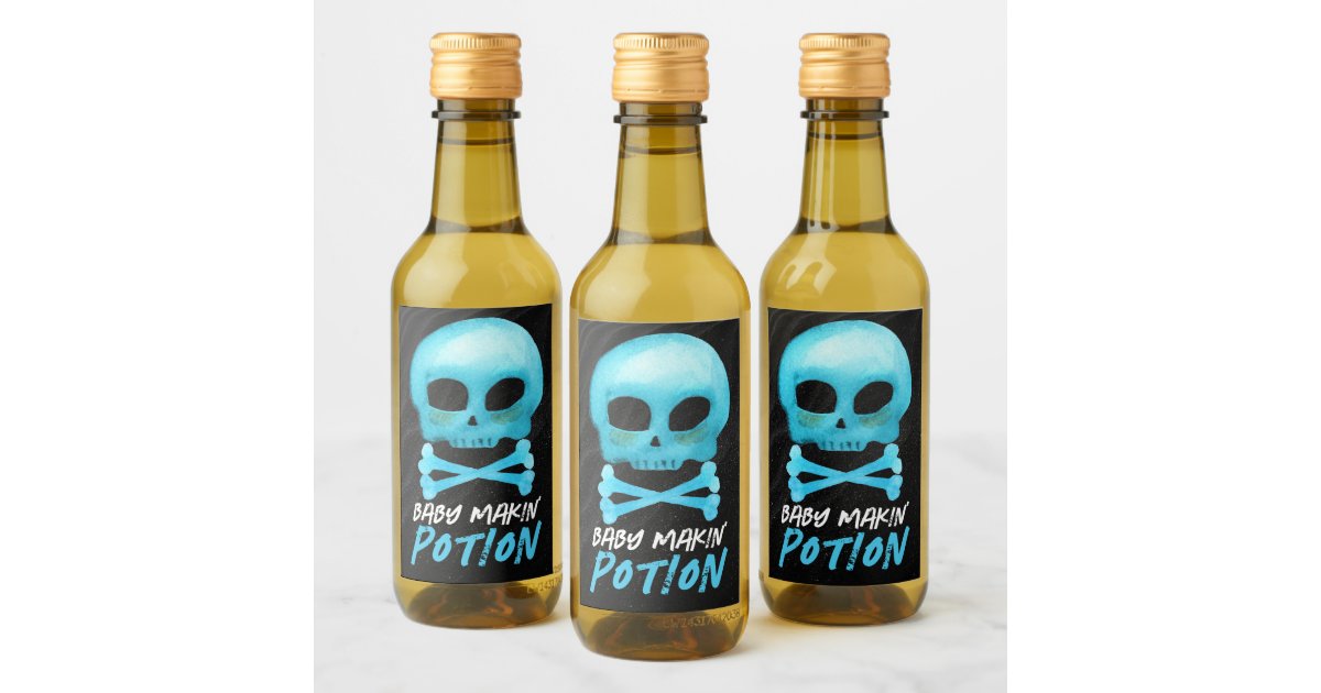 Blue Baby Makin' Potion Halloween Baby Shower Wine Label | Zazzle