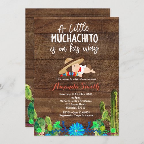 Blue Baby Muchacho Baby Shower Invitation BOY