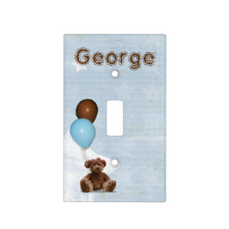 Blue Baby Nursery Teddy Bear Light Switch Cover