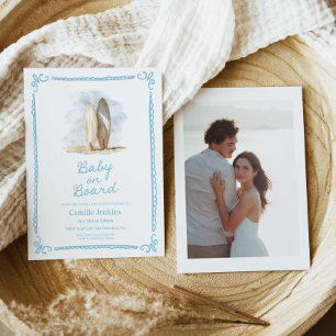 Blue Baby on Board Beach Baby Shower Invitation