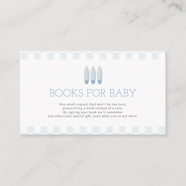 BLUE BABY ON BOARD Books for Baby Card (Front)