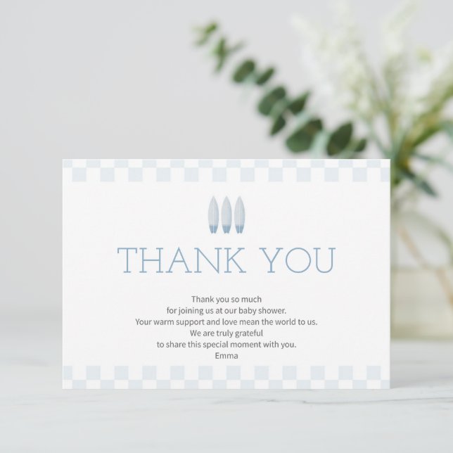 Blue Baby on Board Thank You Card (Standing Front)