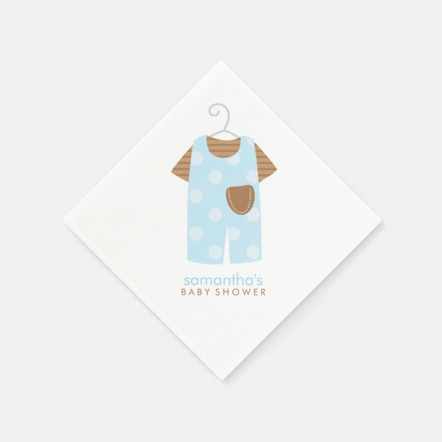Blue Baby Outfit Baby Shower Paper Napkins (Corner)