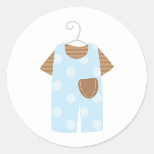 Blue Baby Outfit Baby Shower Stickers