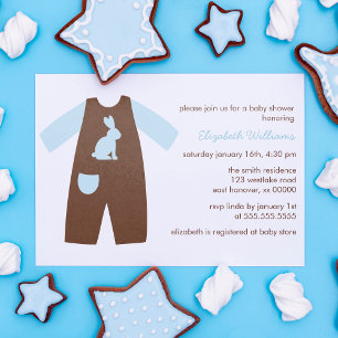 Blue Baby Outfit Boy Baby Shower Invitation