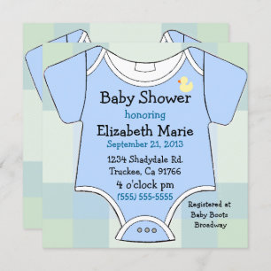 Blue Baby Outfit Shower Invitation
