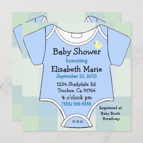 Blue Baby Outfit Shower Invitation