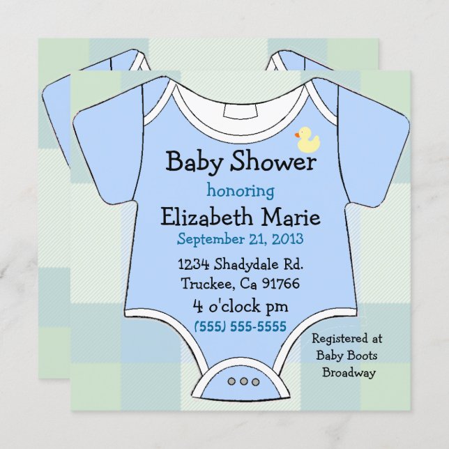 Blue Baby Outfit Shower Invitation (Front/Back)