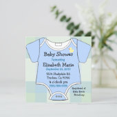 Blue Baby Outfit Shower Invitation (Standing Front)