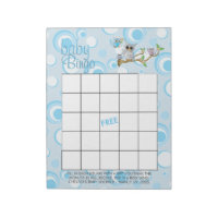 Blue Baby Owl | Baby Shower - Bingo Game Notepad