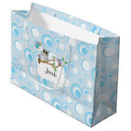 Blue Baby Owl Baby Shower Large Gift Bag