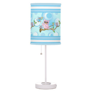Blue Baby Owl   Nursery Theme Table Lamp