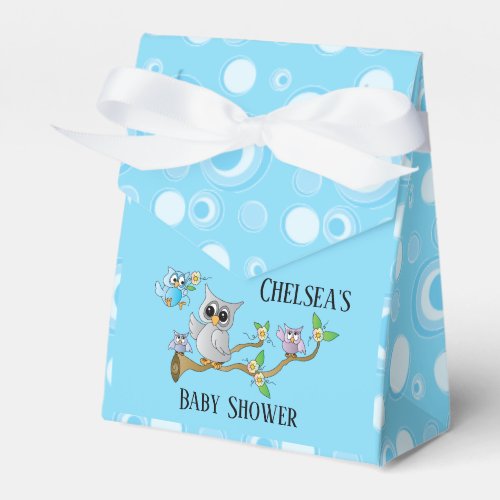 Blue Baby Owl  Shower Theme Favor Boxes