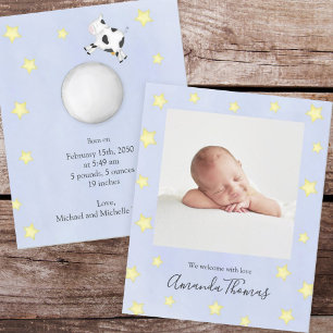 Blue Baby Photo Nursery Rhyme Custom Announcement