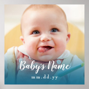 Blue Baby Photo (Personalize Text & Photo) Poster