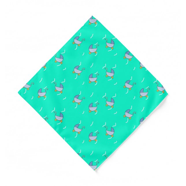 Blue baby pram bandana (Front)