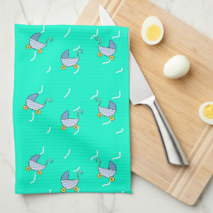 Blue baby pram kitchen towel
