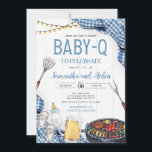 Blue Baby-Q Baby Shower Invitation<br><div class="desc">Blue Baby-Q Baby Shower Invitation,  Backyard Couples Baby Sprinkle,  Printable Baby Boy,  BBQ Party Template

This beautiful invite template is the perfect way to invite your guests to your baby shower!</div>