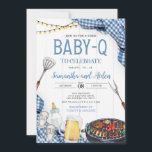 Blue Baby-Q Baby Shower Invitation<br><div class="desc">Blue Baby-Q Baby Shower Invitation,  Backyard Couples Baby Sprinkle,  Printable Baby Boy,  BBQ Party Template

This beautiful invite template is the perfect way to invite your guests to your baby shower!</div>