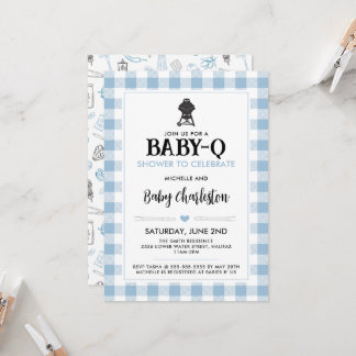 Blue Baby-Q Baby Shower Invitation | BBQ Party