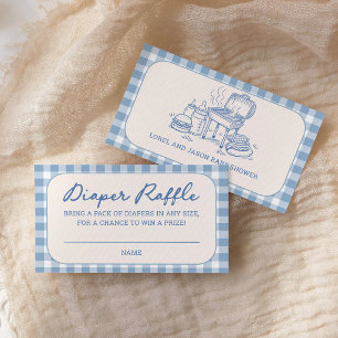 Blue Baby Q BBQ Baby Shower Diaper Raffle Enclosure Card