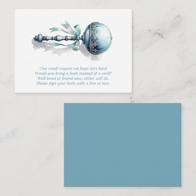 Blue Baby Rattle Boy Books for Baby Request Card (Front/Back)