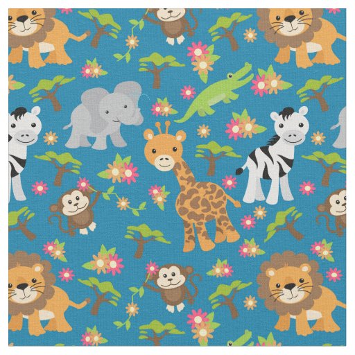 Blue Baby Safari Fabric | Zazzle