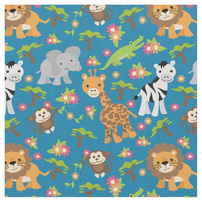 Blue Baby Safari Fabric (Close Up)