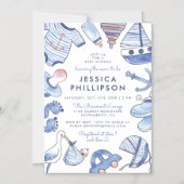 Blue Baby Sailor | Watercolor Nautical Baby Shower Magnetic Invitation (Front)