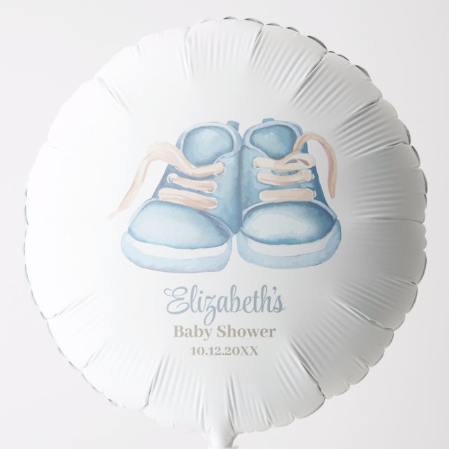 Blue Baby Shoes Baby Shower Balloon (Front)
