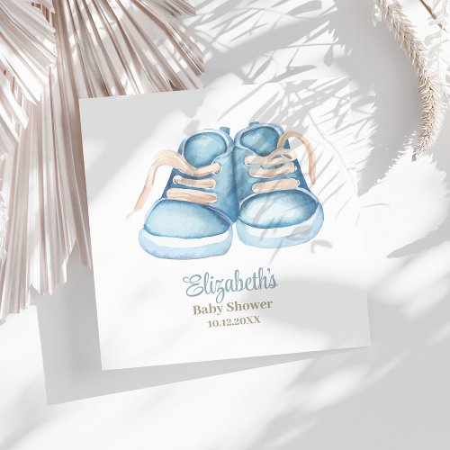 Blue Baby Shoes Baby Shower Napkins