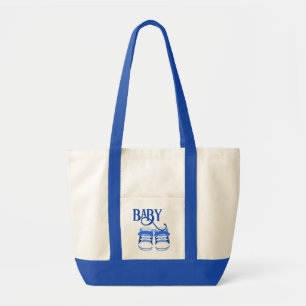 BLUE BABY SHOES, BABY SHOWER  TOTE BAG