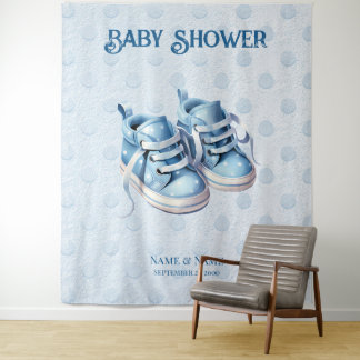 Blue Baby Shoes Backdrop