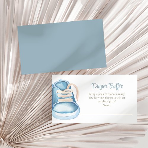 Blue Baby Shoes Diaper Raffle Enclosure Card