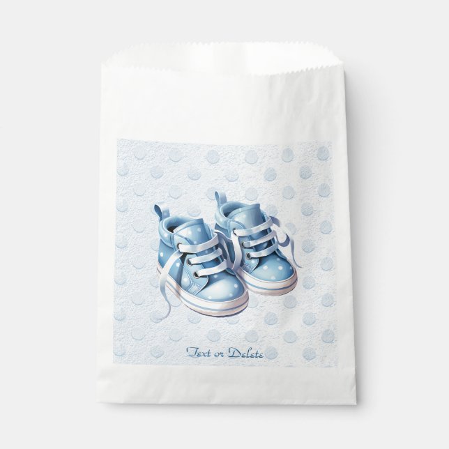 Blue Baby Shoes Favor Bag (Front)
