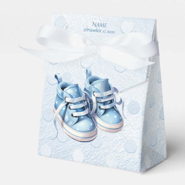 Blue Baby Shoes Favor Box (Front Side)