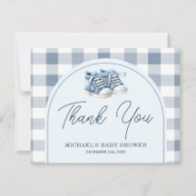 Blue Baby Shoes Gingham Boy Booties Baby Shower