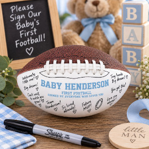 Blue Baby Shower Autograph Guest Book Alternative Football