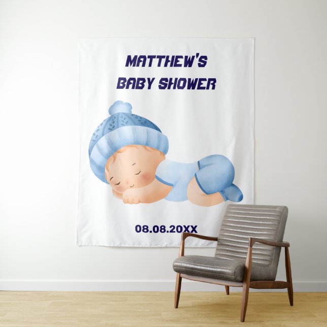 Blue Baby Shower, Baby Boy Party Backdrop (In Situ)
