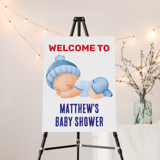 Blue Baby Shower, Baby Boy Party Signs & Banner (In Situ (Stand))