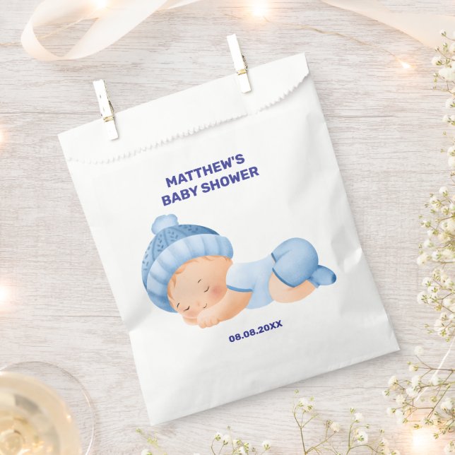 Blue Baby Shower, Baby Boy Shower Favor Bag (Clipped)