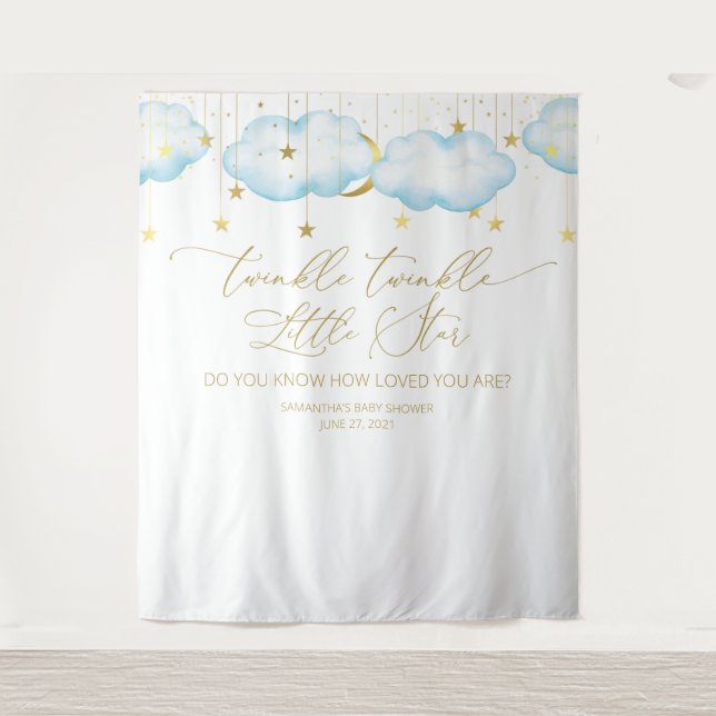 Blue Baby Shower Backdrop, Twinkle Little Star (Front)