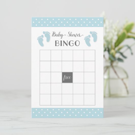 Blue Baby Shower Bingo Card (Standing Front)