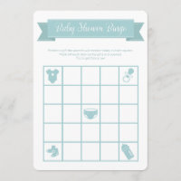 Blue Baby Shower Bingo Game Double Sided Invitation