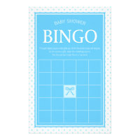 Blue Baby Shower Bingo Polka Dots and Ribbon Stationery